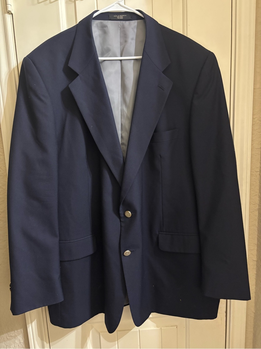 100% wool classic navy blue wool suit jacket by Mappelli de Milano